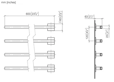 Produktbild von Dornbracht Handtuchwärmer, 4-fach, Ausladung links, Breite 600mm, 83304980-46