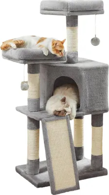 Produktbild von Kratzbaum für Katzen – Kratzturm – platzsparend – 50 x 35 x 115 cm – gemütliche Mulde + 2 Spielplattformen
