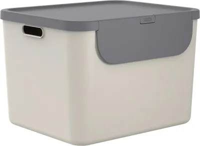 Produktbild von Rotho Mülltrennsystem 55L Albula - Mülleimer mit Frontklappe - Abfalleimer 40,0 x 48,9 x 34,0 cm - Müllbehälter mit Deckel und Griffen - Inkl. Aufklebern