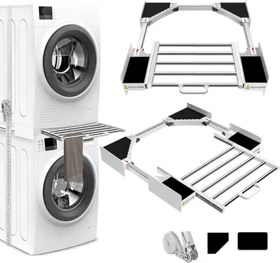 Produktbild von Verstellbare Verbindungstange mit Aufbewahrungsschublade, 53-68 cm, für Waschmaschine und Trockner