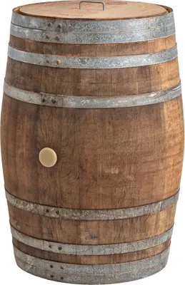 Produktbild von 225 Liter Weinfass als Regentonne mit Deckel (Edelstahlgriff) - massives Eichenfass naturbelassen