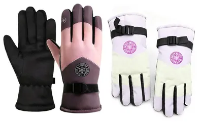 Produktbild von 2 Paar Skihandschuhe Damen, Warm Wasserdicht Winddicht Touchscreen Winterhandschuhe für Skifahren Snowboarden Radfahren