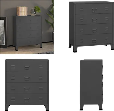Produktbild von vidaXL Industrial Kommode mit Schubladen Anthrazit 78x40x93 cm Metall - Schubladenschrank - Industrie Schrank - Industrial Schrank - Metallschrank