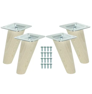 Produktbild von Möbelfüße 8 cm Höhe Holzfüße schräg aus Buche Holzmöbelfüße Tischbeine Möbelbeine Holz Schrank Beine Kegel 4 Stück