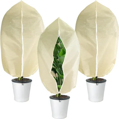 Image de Protection hivernale des plantes Sac de protection contre le gel pour plantes en bac 100x80cm 3 pièces