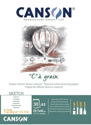Produktbild von Canson 400060607 C a grain Zeichenpapier, A3, naturweiß