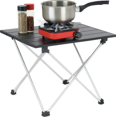 Produktbild von Relaxdays Campingtisch, faltbarer Beistelltisch, HBT 32 x 39 x 34 cm, Camping & Picknick, Klapptisch, Aluminium, schwarz