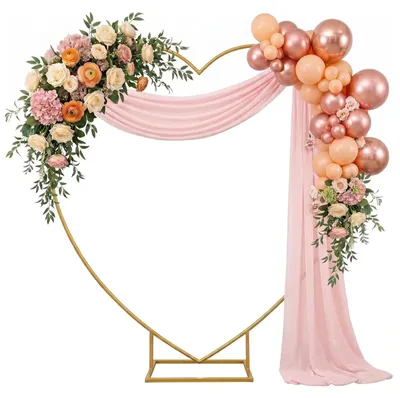 Produktbild von Hochzeitsbogen Heart-B - Herzförmiger Metallbogen - 2 m - Hintergrundständer - Für Ballons und Blumen - Partydekoration