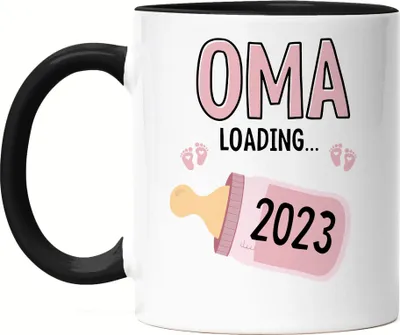 Produktbild von Oma Loading 2023 Tasse Schwarz Geschenk Werdende Oma Babynews Mit Ladebalken Schwangerschaft Geschenkidee