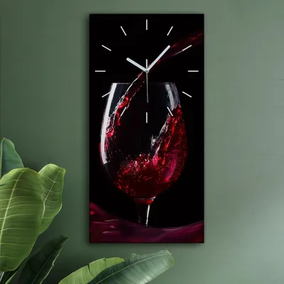 Produktbild von Wohnzimmer Leinwand Uhr Geräuschlos Küche 30x60 Wein, Glas, Motive, weiße Zeiger