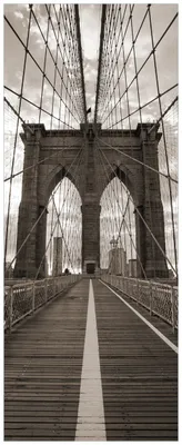Produktbild von Wallario Premium Glasbild, freischwebende Optik, kräftige Farben, Größe 80 x 32 cm Motiv Brooklyn Bridge in New York