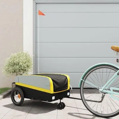 Zdjęcie produktu dla Przyczepka rowerowa, udźwig 30 kg - wykonana z żelaza i tkaniny Oxford - wyposażona w flagę ostrzegawczą - idealna do codziennego użytku - ServiceTopper