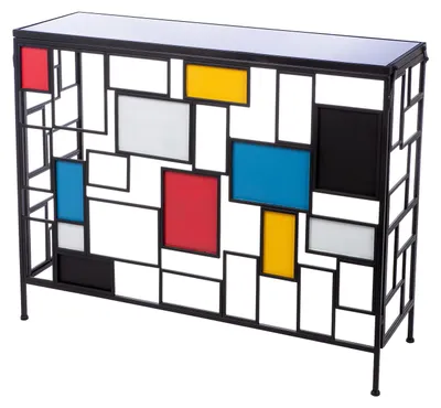 Image de Gilde Sideboard, "Mondrian", Glas, Metall, schwarz, VE 1, L. 33 cm, B. 102 cm, H. 81 cm 74207 4063387742075