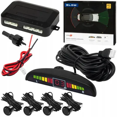 Produktbild von 4x Rückfahr-Einparkhilfe mit Warnsummer und Display, vorne und hinten, schwarz
