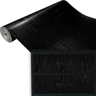 Produktbild von Klebefolie Möbel 45x100 cm - Schwarzes Holz - Selbstklebende Möbelfolie in Holzoptik - Folie für Möbel ideal zum Renovieren von Schränken und Arbeitsplatten