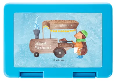 Produktbild von Mr. & Mrs. Panda Lunchbox Igel Maronen - Eisblau - Geschenk, Bentobox, Duft, Pausenbox, Weihnachtsmarkt, Frischhaltedose, Bento Box, Kastanien, Brotzeitbox, Weihnachten