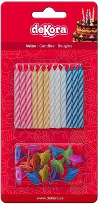 Produktbild von dekora - 12 Geburtstagskerzen Set mit Blumenhaltern - Bunte Farben