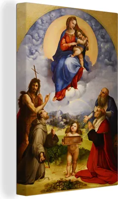 Obrázek produktu pro OneMillionCanvasses® - Obraz na plátně - Madona z Foligna - Obraz od Rafaela, nástěnný obraz, nástěnné dekorace obrazy obývací pokoj, 20x30cm