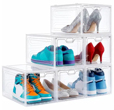 Produktbild von Schuhbox Schuhaufbewahrung Stapelbox - Transparent - Stapelbar - Mit Deckel - 6 Stück - Für Aufbewahrung zu Hause