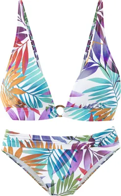Produktbild von LASCANA Triangel-Bikini weiß bedruckt Größe 32 Cup A/B
