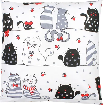 Produktbild von TupTam Kinder Kissenbezug Kissenhülle Dekorativ Gemustert, Farbe: Katzen Schwarz/Weiß, Größe: 40 x 40 cm