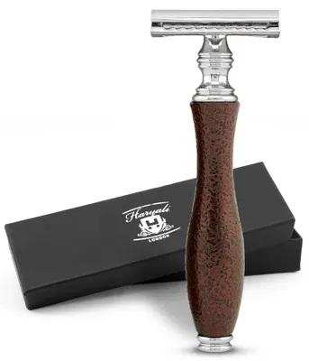 Produktbild von Zweischneidiger Rasierhobel für Damen und Herren metallic-braunem Grif Pack, Rutschfester, verstellbarer Nassrasierer aus hochwertigem Material 11 cm