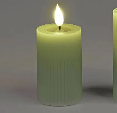 Produktbild von LED Kerze STREIFEN H. 8cm D. 5cm grün mit Timer Formano F25