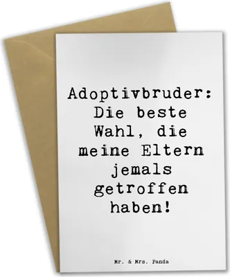 Produktbild von Mr. & Mrs. Panda Klappkarte Spruch Adoptivbruder Liebe - Weiß - Geschenk, handgemacht, osterkarten, Beziehung, Adoption, Geschenke, Geschwisterliebe, Familie, Freude
