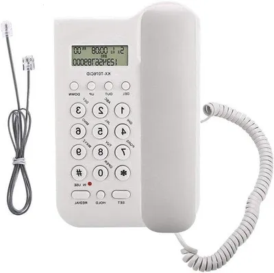 Zdjęcie produktu dla Biały telefon z elastycznym przewodem i wyświetlaczem