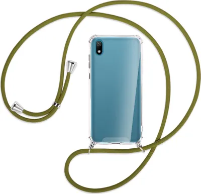Produktbild von Handykette Backcover-Schutzhülle mit Band (Metall silberfarben) für Huawei Y5 2019 - khaki