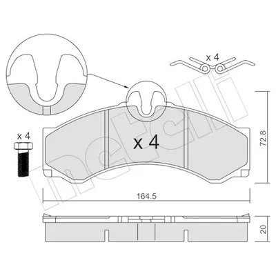 Produktbild von METELLI Bremsbeläge Satz Bremsklötze passend für MERCEDES-BENZ SPRINTER 4-t Pritsche/Fahrgestell (904) 22-0262-1
