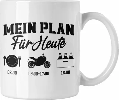 Produktbild von Trendation - Motorradfahrer Geschenk für Männer Motorrad Tasse Sprüche Kaffeetasse für Biker Herren (Weiß)