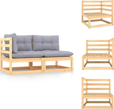 Produktbild von vidaXL 2-tlg. Garten-Lounge-Set mit Kissen Kiefer Massivholz -  Gartensofaelemente