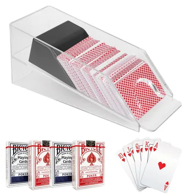 Imagen del producto de Dispensador de cartas para Blackjack con 4 mazos, dispensador de cartas, mezclador de cartas, para juegos de cartas