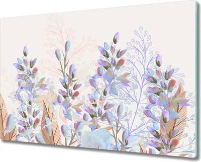 Produktbild von Glas-Herdabdeckplatte Glaskeramikkochfeld-Abdeckung Spritzschutz - 80x52 cm - Pastellblätt Vintage