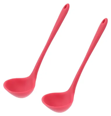 2er Set Silikon-Suppenlöffel, hitzebeständig, flexibel, rot
