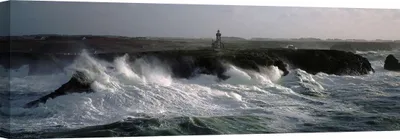 Image de Impression d'art sur toile, Phare dans la tempête - Jean Guichard - Phare des Poulains - 150x50 cm