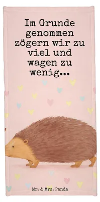 Produktbild von Mr. & Mrs. Panda Badhandtuch Igel Herzen Design - Gelb Pastell - Geschenk, Leben, Duschtuch, Handtuch, Liebe, Herz, Kuss, Frottier, Lustige Sprüche, Badehandtuch