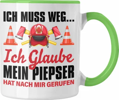 Produktbild von Trendation - Feuerwehr Tasse Geschenk für Feuerwehrmann Geburtstag Männer Spruch (Grün)