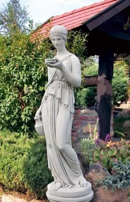 Produktbild von Casa Padrino Jugendstil Garten Deko Skulptur Grau H. 165 cm - Elegante Garten Deko Stein Figur - Barock & Jugendstil Garten Deko Accessoires - Garten Deko Stein Skulpturen