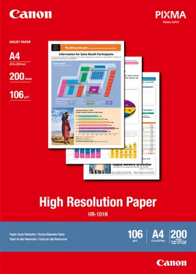Zdjęcie produktu dla Canon HR-101 - papier powlekany - A4 (210 x 297 mm) 200 arkuszy - do PIXMA IP4000, iP6210, iP6310, iP8500, MG2555, MG8250, MP110, MP130, MP750, MP780; S400
