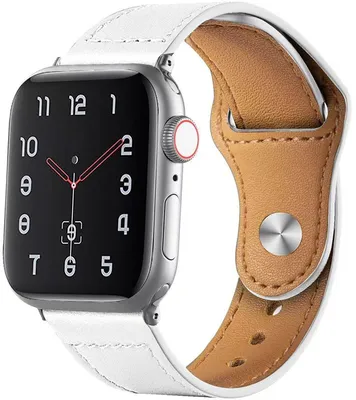 Produktbild von FFO2World Lederarmband mit Dornschließe für Apple Watch 42/41/40/38 mm (Serie 11-1 & SE 1-3) – Ersatz-Lederarmband – Weiß