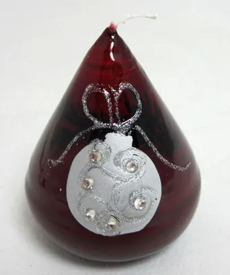Produktbild von Zwiebelkerze "Baumkugel" Bordeaux-Silber, ca.7 cm