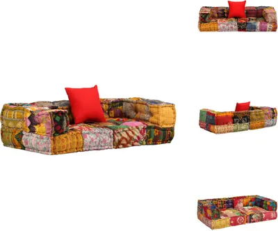 Produktbild von vidaXL 2-Sitzer Modularer Pouf Patchwork Stoff -  Sitzpolster