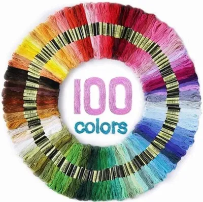Produktbild von PolkaHome® 100-Farben Stickgarn-Set – 8 m Stränge, 6-fädig, Baumwolle, für Handarbeit & kreative Projekte