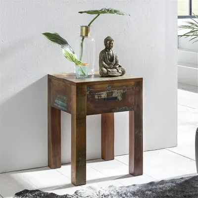 Produktbild von Mango Massivholz Nachtkästchen mit Schublade B/H/T ca. 40/55/40cm