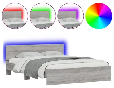 Imagen del producto de Estructura de cama con cabecero y iluminación LED, color gris Sonoma (vidaXL)