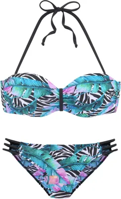 Produktbild von VIVANCE Bügel-Bandeau-Bikini bedruckt-schwarz-bunt Größe 44 Cup D