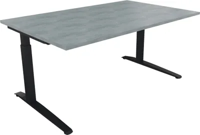 Produktbild von Schreibtisch Kufe Einzels. Quadrat B1600xT1000xH650-850 an/Beton hell