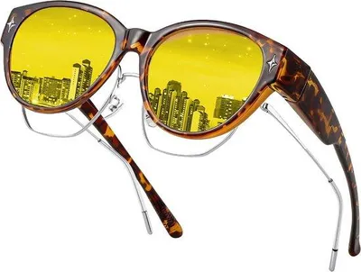 Zdjęcie produktu dla Okulary przeciwsłoneczne do jazdy nocą - żółte soczewki - powłoka antyrefleksyjna - poprawiona widoczność - Vemera